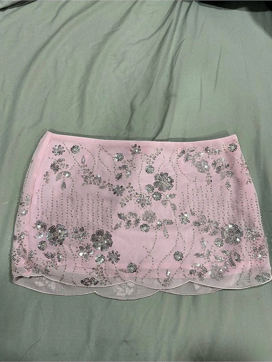 Edikted Dresses & Skirts - EDIKTED Floral Sequin Mini Skirt Pink